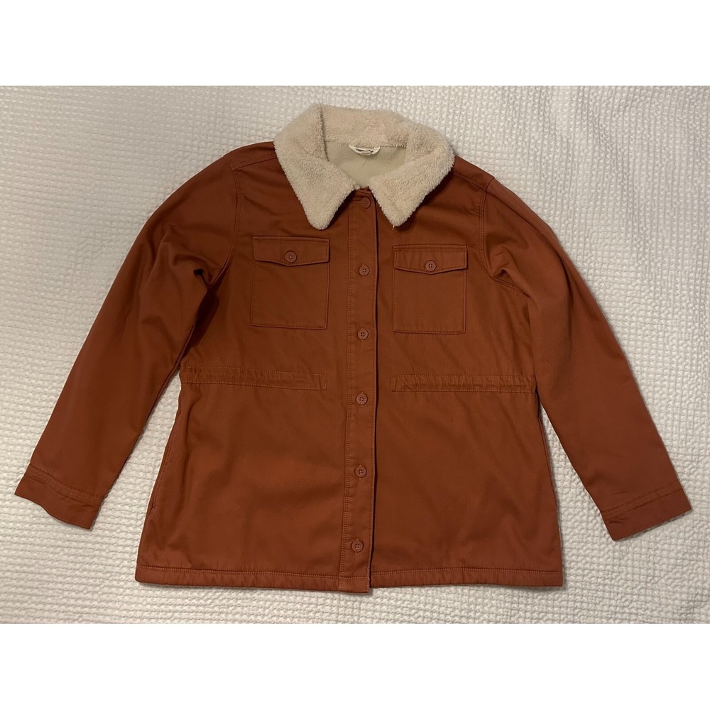 Hang Ten Womens XXL Rust Utility Jacket Faux Shearling Collar Fleece Lined Coat